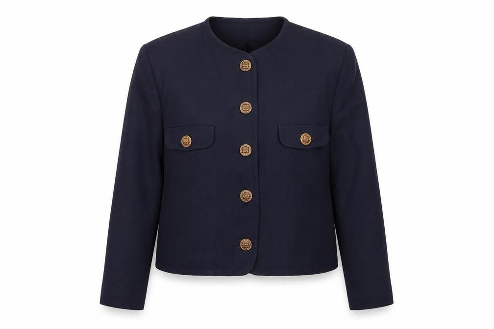 I.Q. Women's Navy Blue Suit Jacket Size 18 Classic Long Sleeve