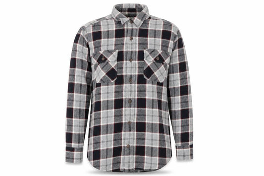 Duluth Trading Co Men's Grey Check Flannel Button-Up Shirt M Regular Fit
