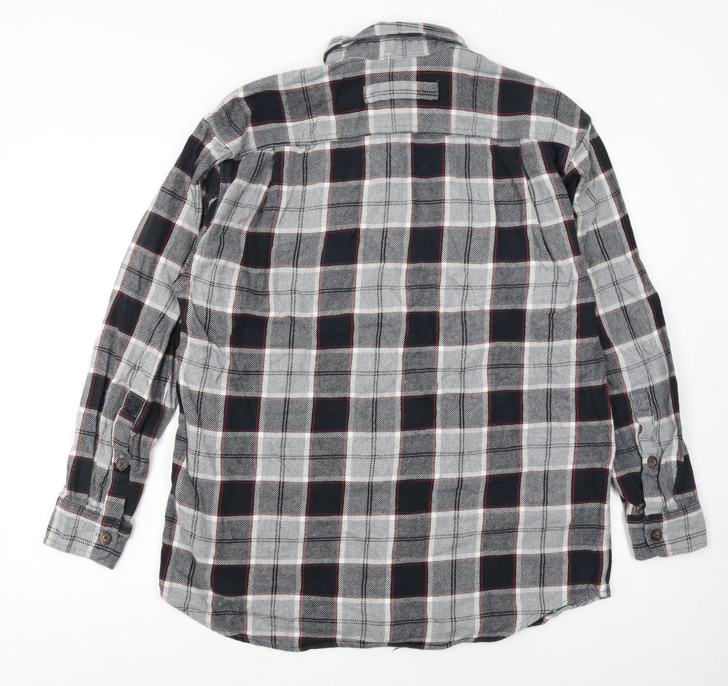 Duluth Trading Co Men's Grey Check Flannel Button-Up Shirt M Regular Fit
