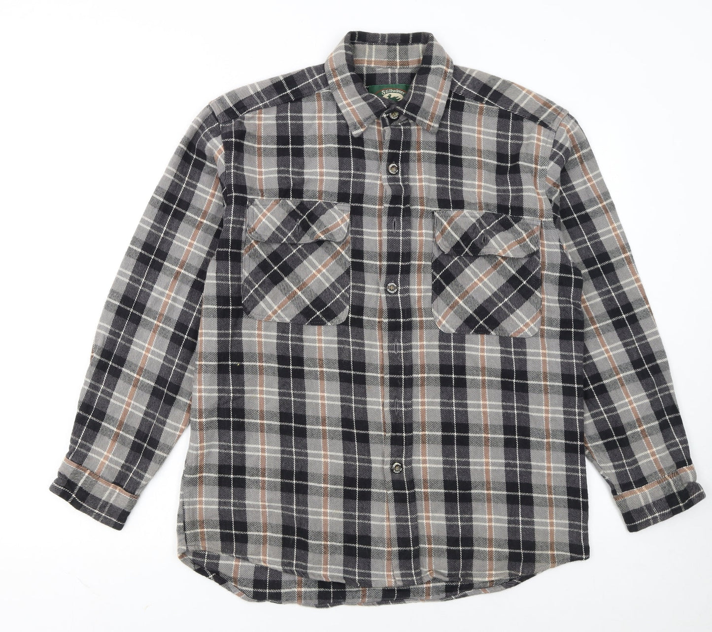 Stillwater Supply Co. Mens Grey Check Flannel Shirt Medium Cotton