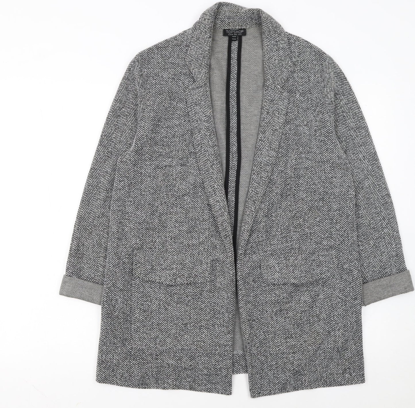 Topshop Maternity Grey Herringbone Longline Blazer Jacket UK 10