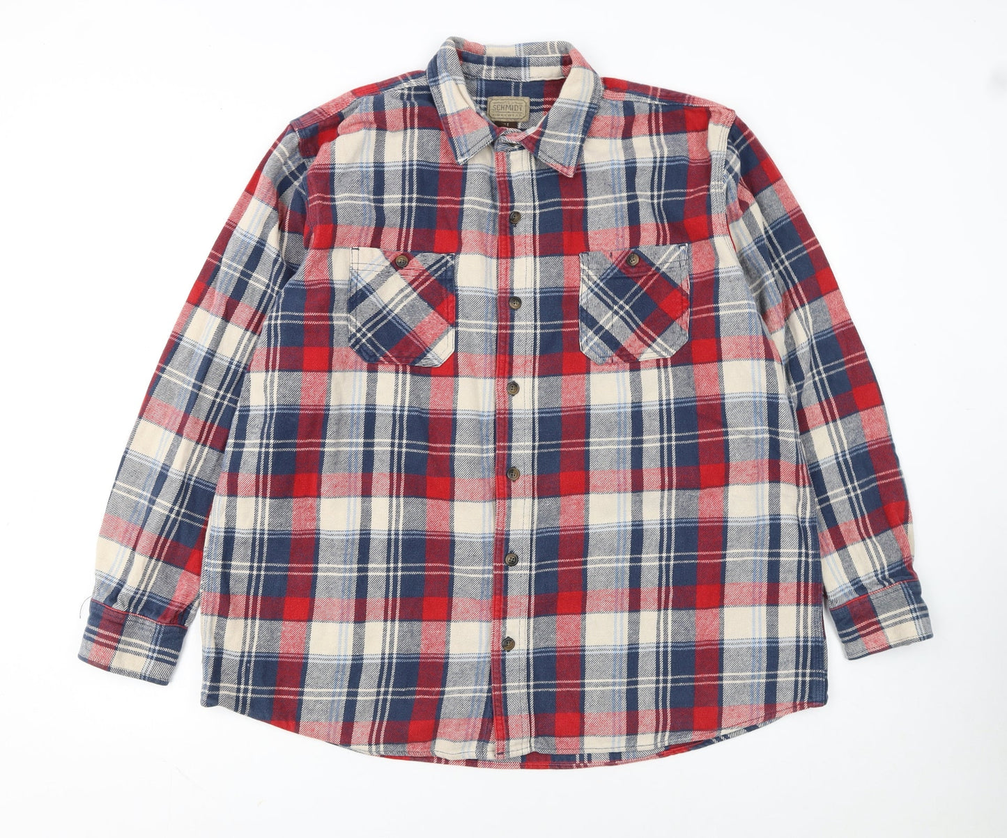 Schmidt Men's Multicoloured Plaid Flannel Button-Up Shirt XL Tall