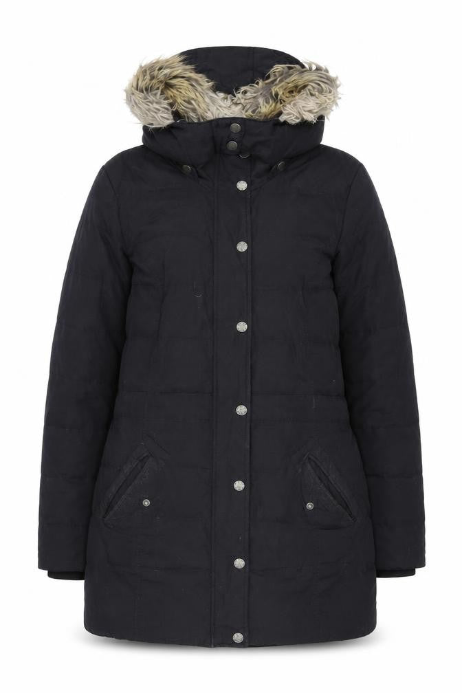 FatFace Women’s Black Faux Fur Hooded Parka Coat Size 14