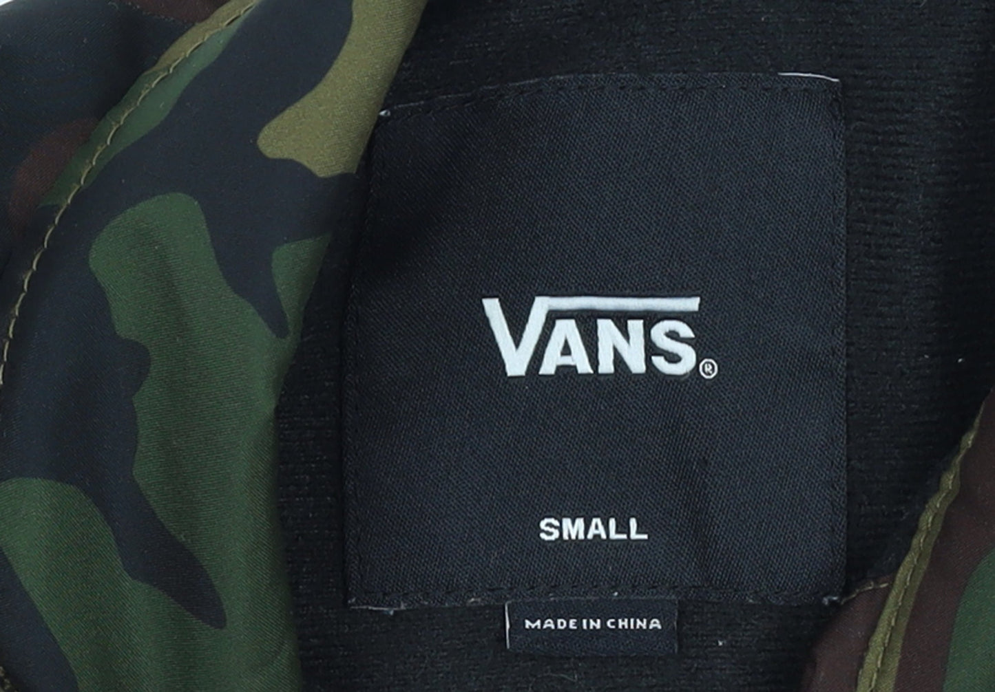 Vans Womens Green Camouflage Coach Jacket Size Small