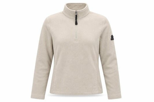 TOG24 Women Beige Fleece 1/2 Zip Pullover Sweatshirt S