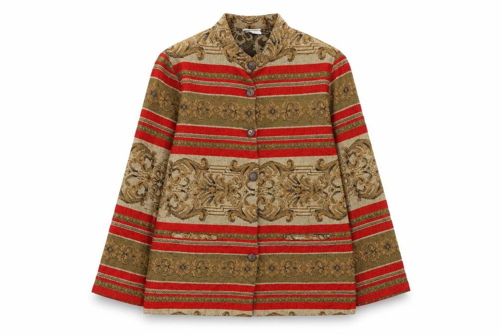 Leslie Fay Womens Multicoloured Jacquard Blazer Size 8 Classic Fit