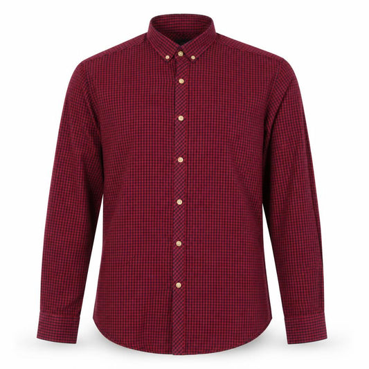 Moss London Men's Red Check Slim Fit Long Sleeve Button-Up Shirt Size L