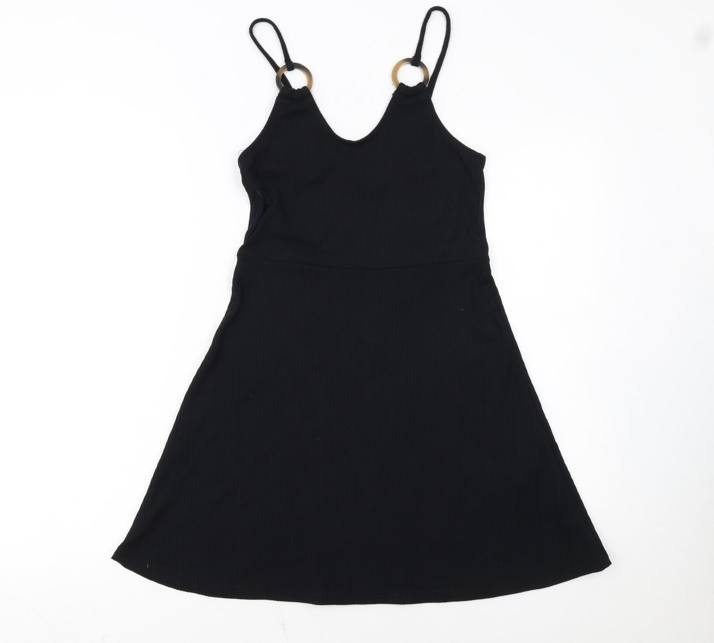 Topshop Women's Black A-Line V-Neck Sleeveless Dress Size 8