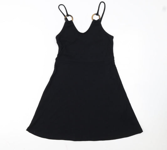 Topshop Women's Black A-Line V-Neck Sleeveless Dress Size 8