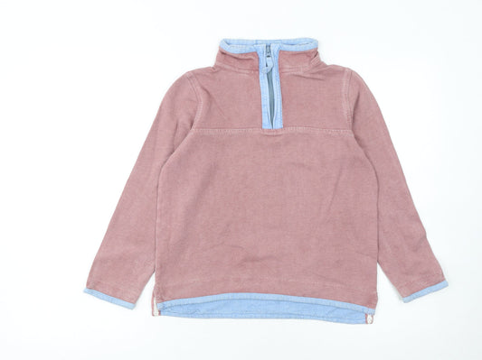 FatFace Girls Pink Half Zip Sweatshirt 10-11 Years Cotton Casual Top