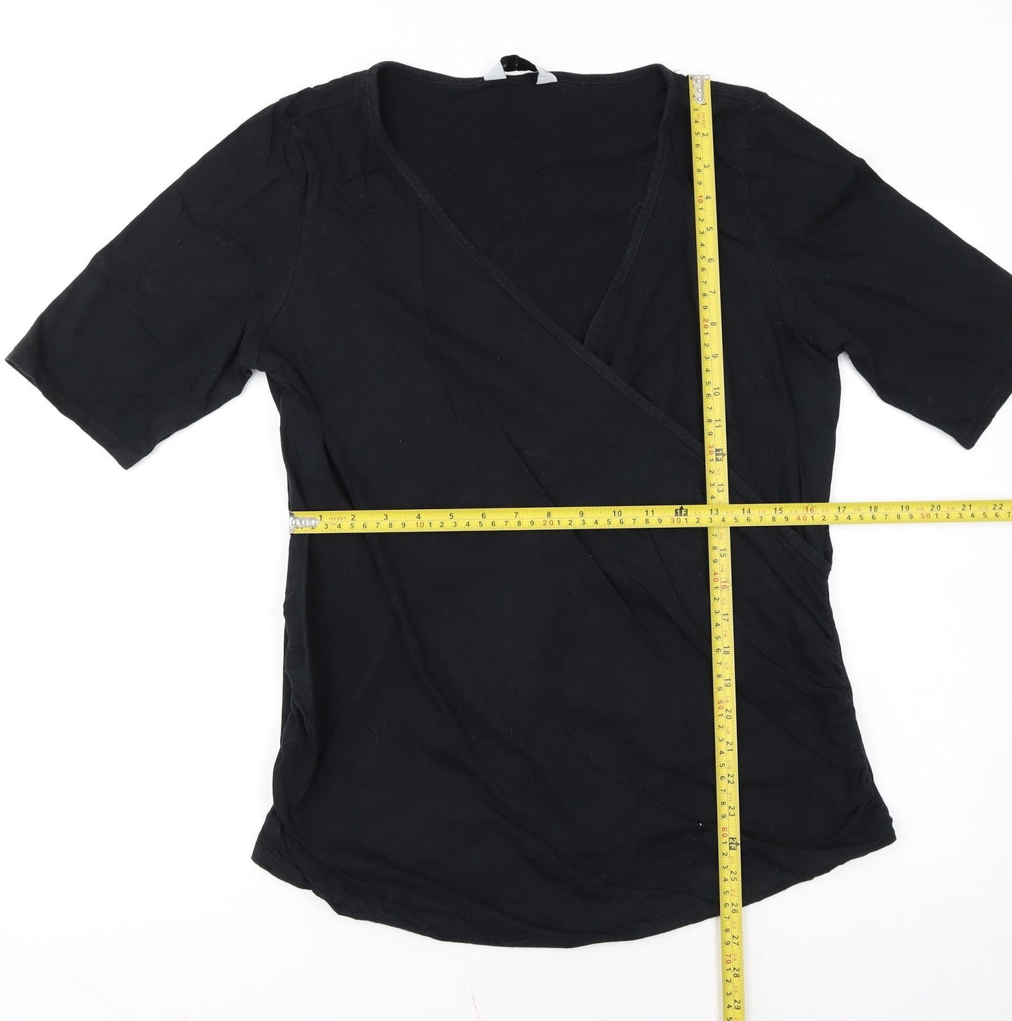 Dorothy Perkins Women's Black Wrap Jersey Blouse UK 16