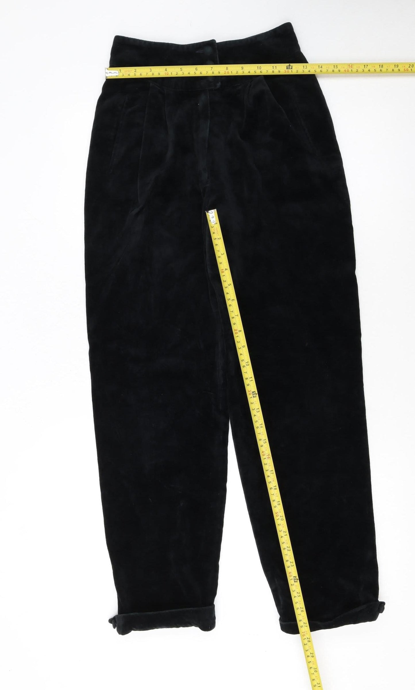 Le Galline Italia Women's Black Wool Blend High Waist Tapered Trousers Size 10