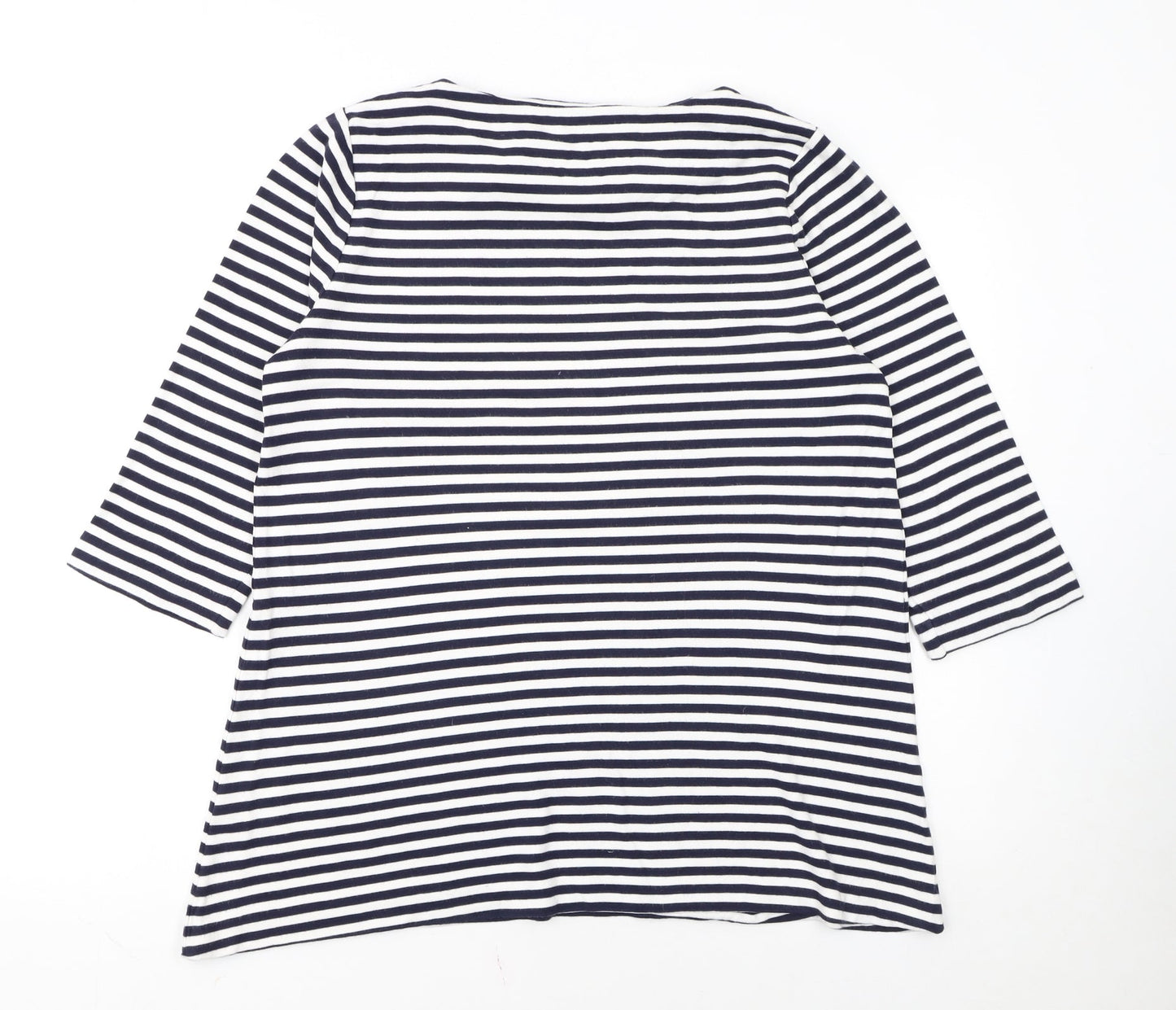 Fenn Wright Manson Women Navy White Stripe Tunic L Cotton Top