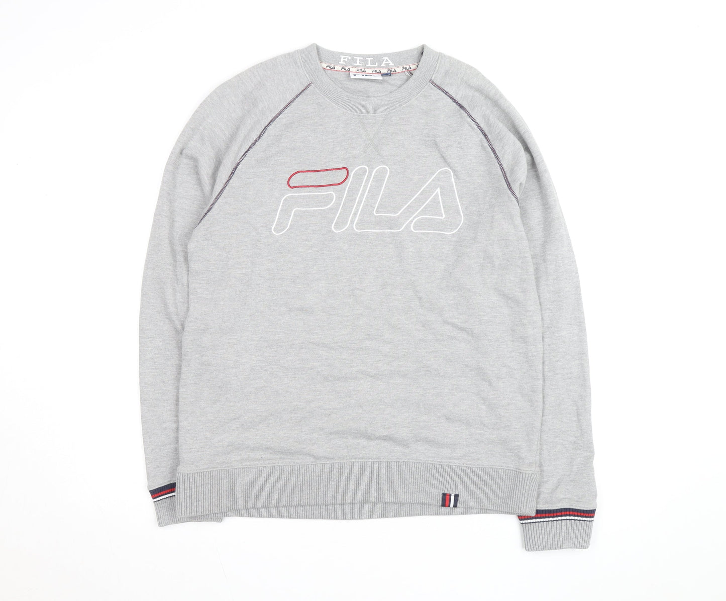 Fila Men's Grey Logo Crew Neck Pullover Sweatshirt M