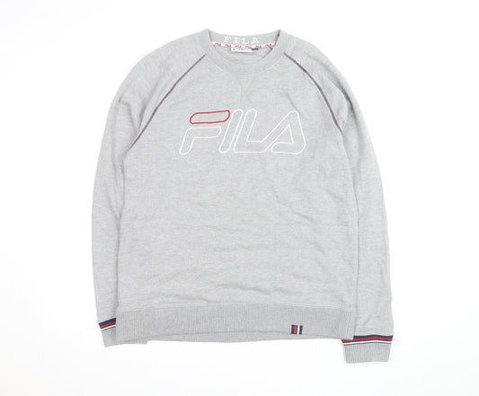 Fila Men's Grey Logo Crew Neck Pullover Sweatshirt M