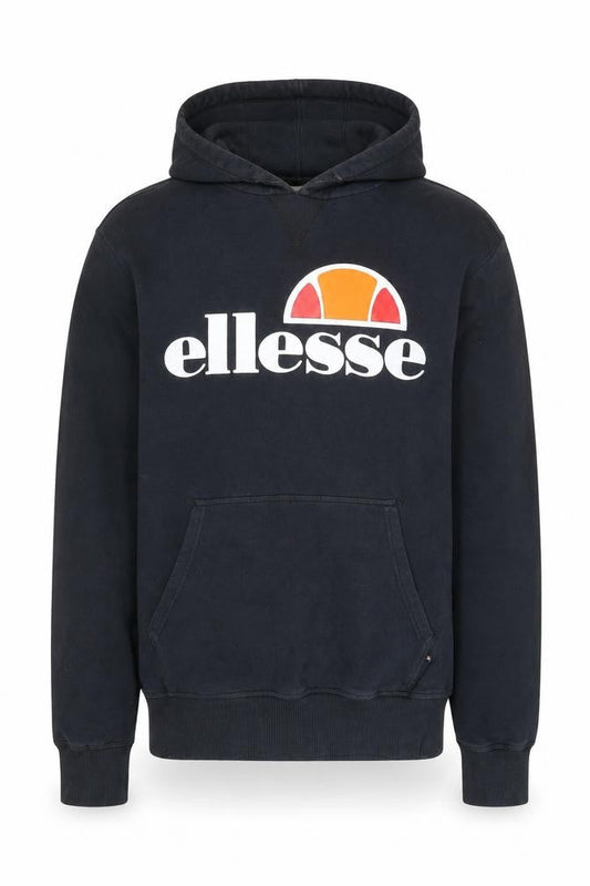 Ellesse Mens Blue Pullover Hoodie L Logo Fleece Sweatshirt