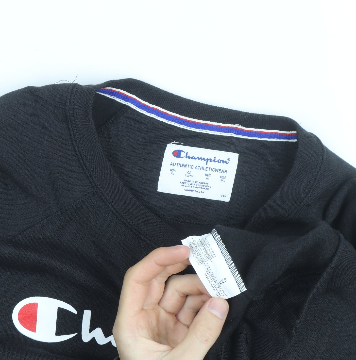 Champion Mens Black XL Crew Neck Pullover Sweatshirt