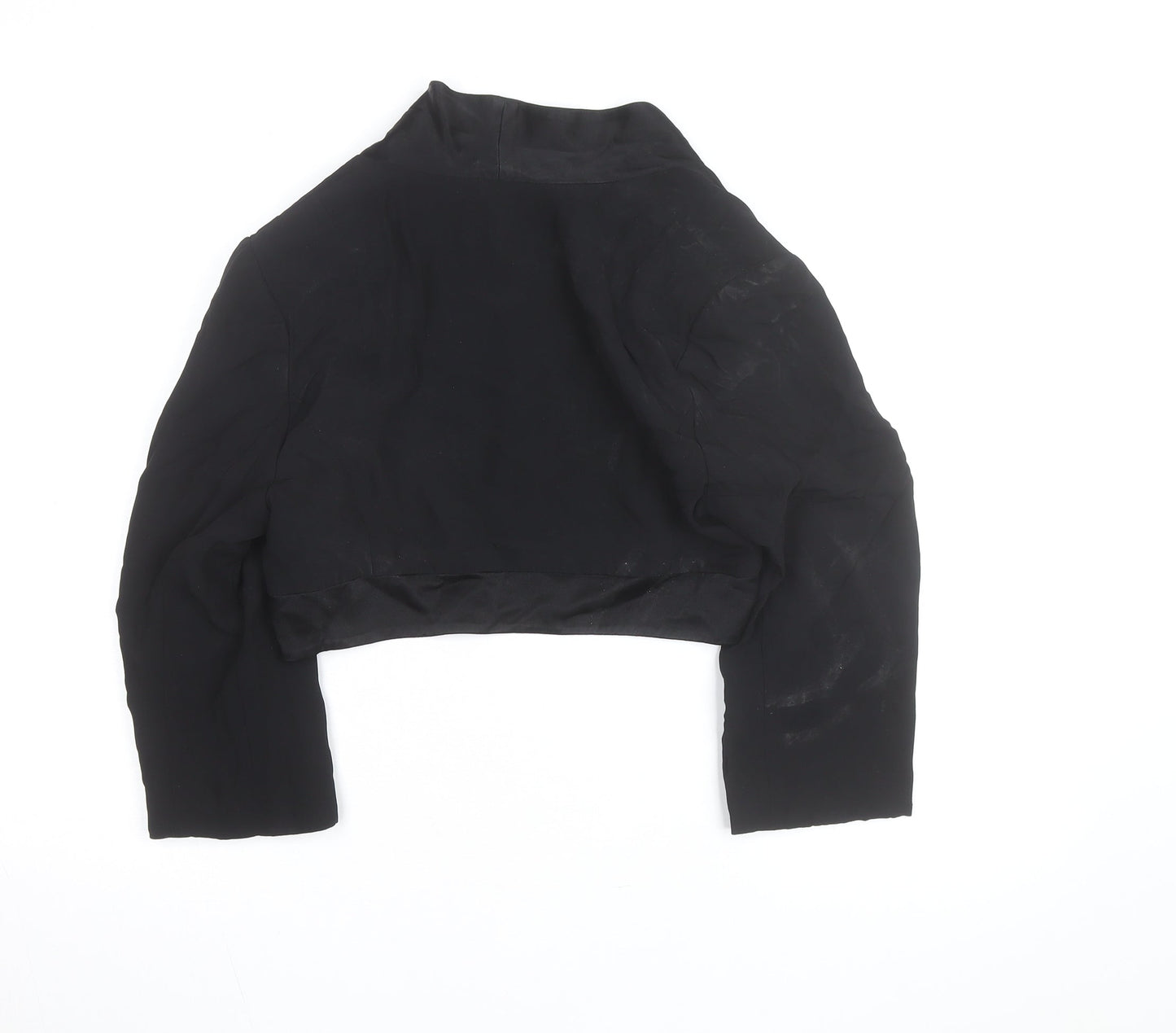 Monsoon Women’s Black Cropped Bolero Jacket Size 14 Classic Satin Lined
