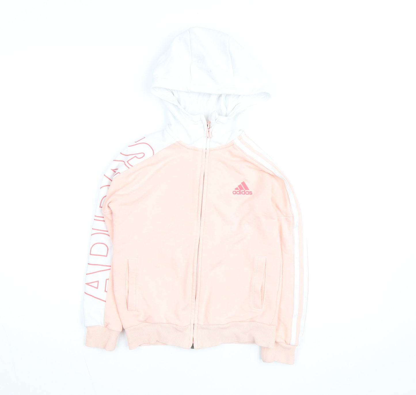 Adidas Girls Pink Full Zip Hoodie Size 10 Years Sports Hooded Top