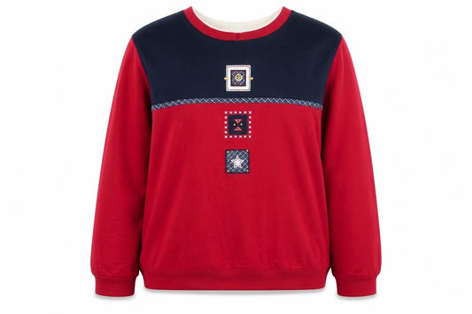 Koret Wear Womens Red & Navy Long Sleeve Pullover Sweatshirt Size 14-16