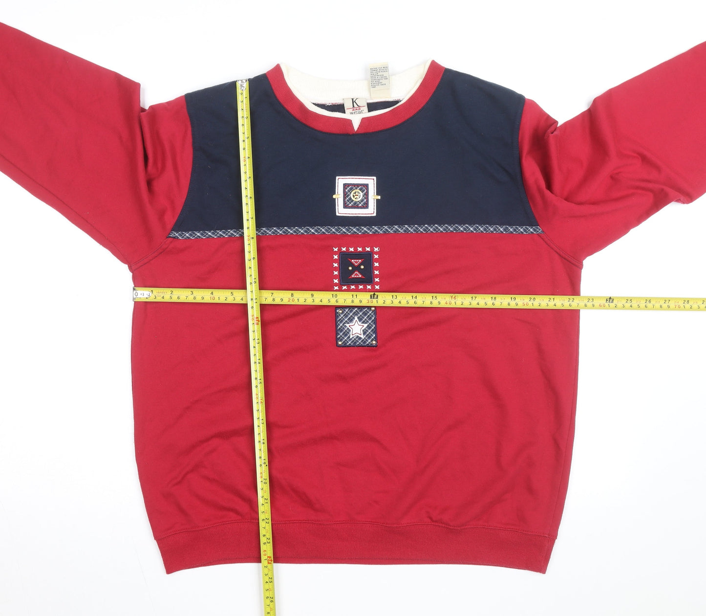 Koret Wear Womens Red & Navy Long Sleeve Pullover Sweatshirt Size 14-16