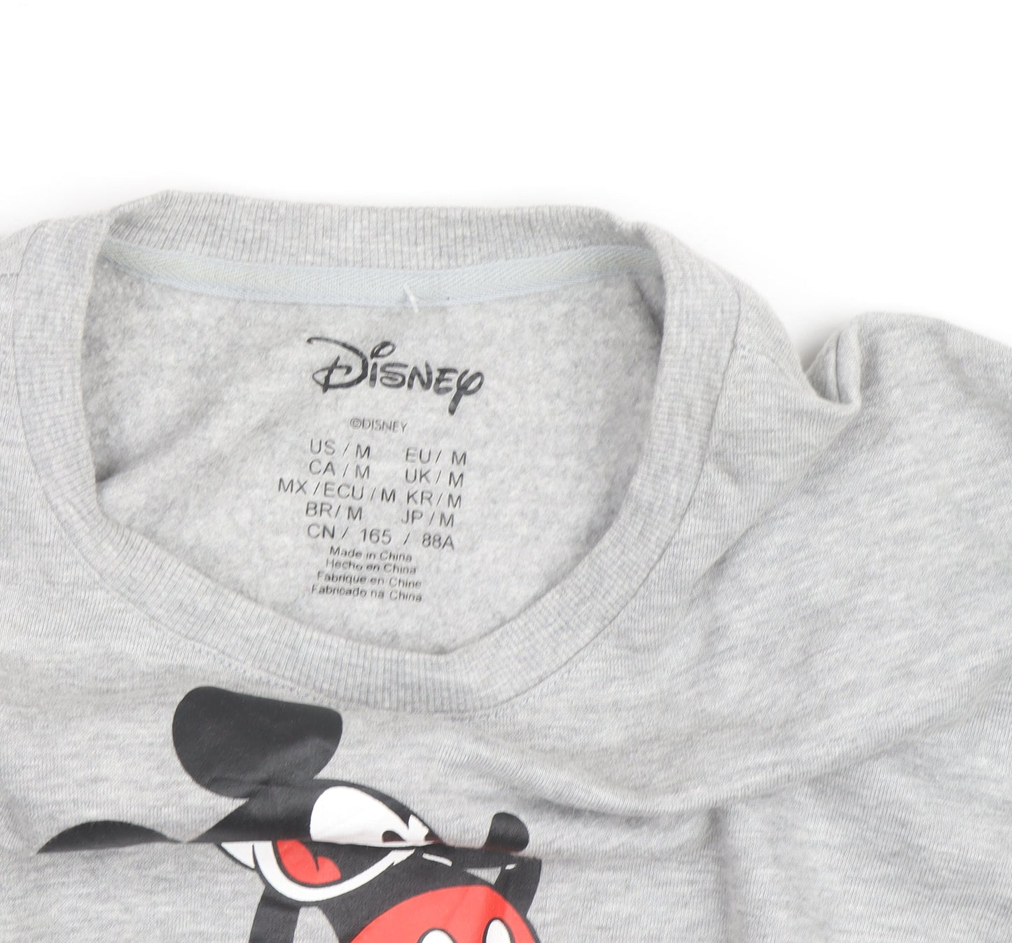 Disney Women Grey Mickey Mouse Cropped Pullover Sweatshirt M