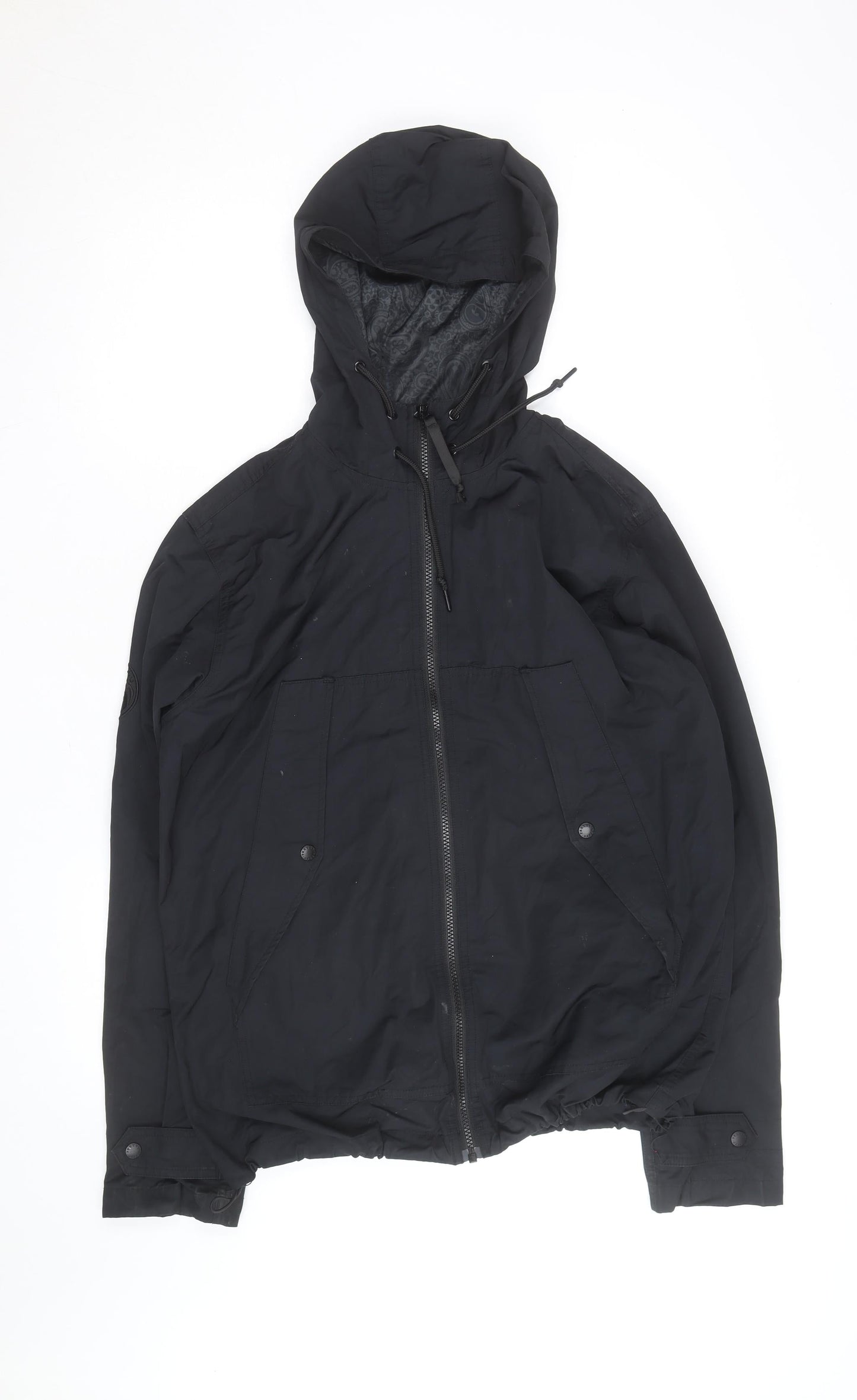 Pretty Green Men's Black Hooded Windbreaker Jacket Size M