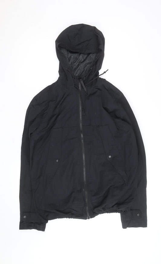 Pretty Green Men's Black Hooded Windbreaker Jacket Size M