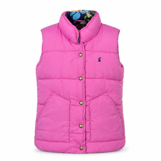 Joules Girls Pink Puffer Waistcoat 8 Years Hooded Lined Gilet