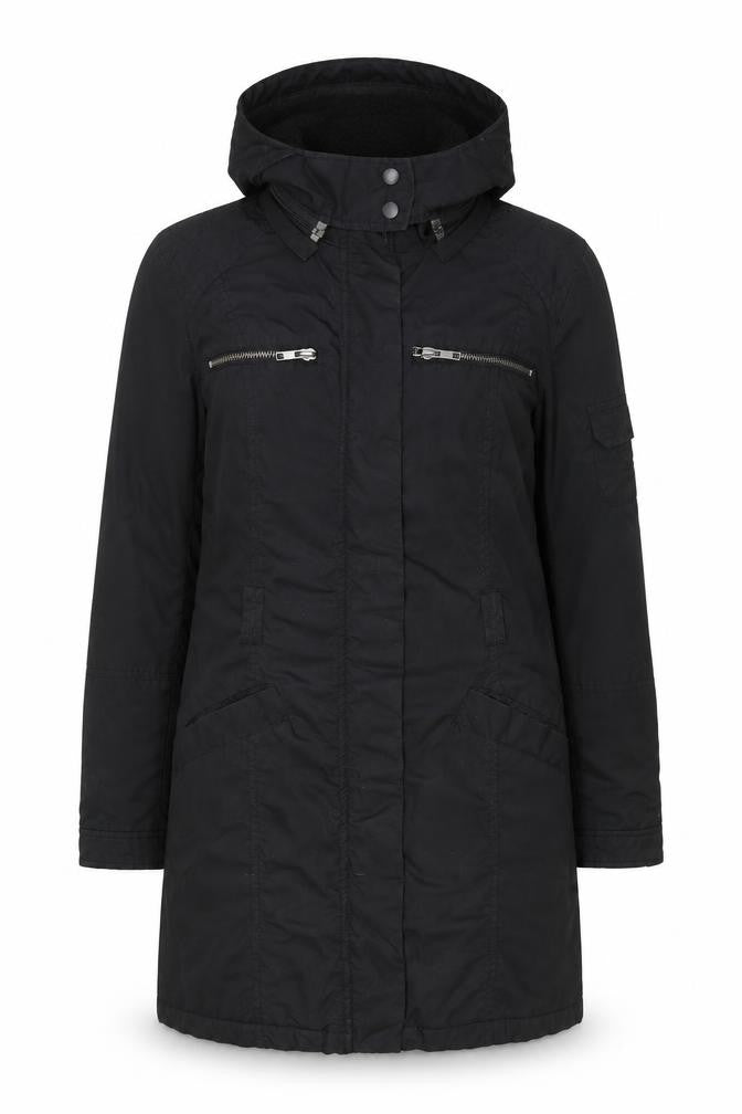 H&M Women's Black Long Hooded Parka Coat Size 8