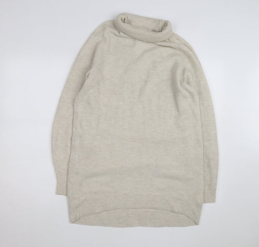 H&M Women’s Beige Wool Alpaca Roll Neck Jumper XS