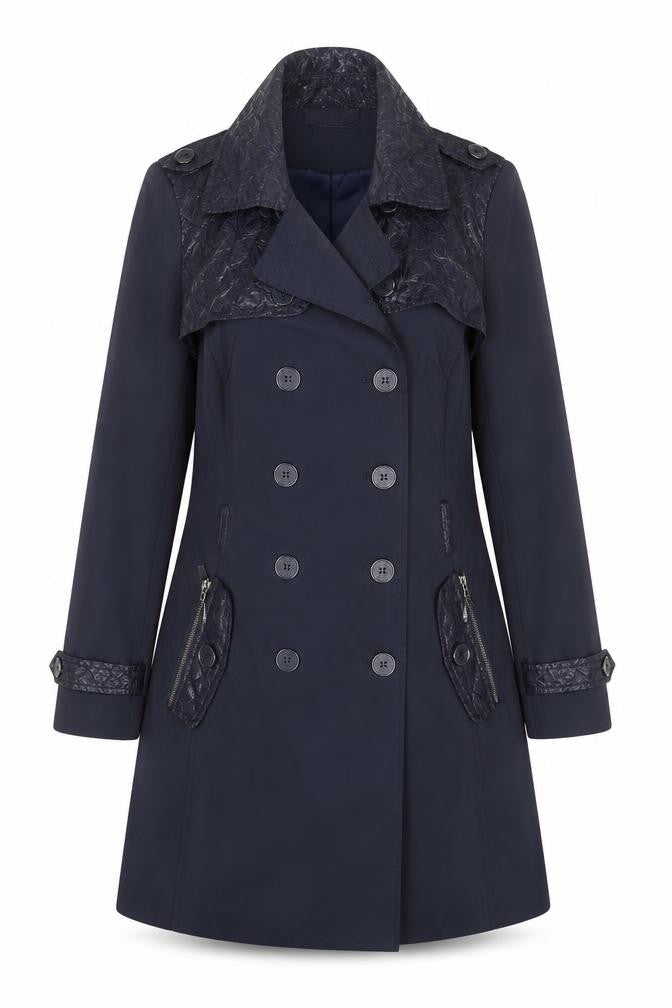 Zac & Zoe Women’s Blue Lace Detail Long Trench Coat XL
