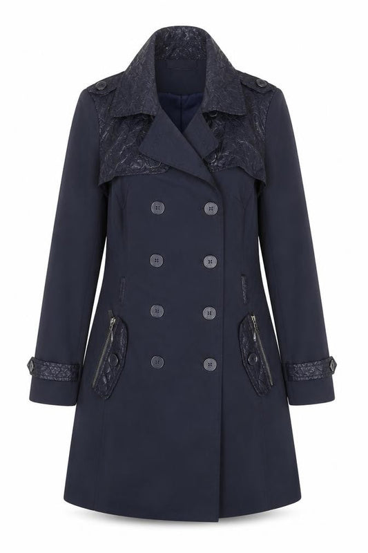 Zac & Zoe Women’s Blue Lace Detail Long Trench Coat XL