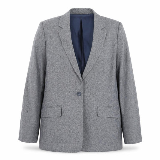 Lands' End Women Blue Linen Cotton Classic Blazer Size 12