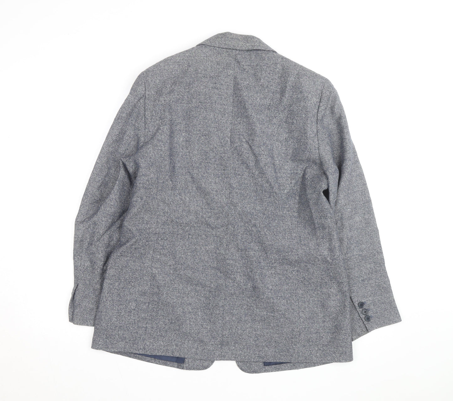 Lands' End Women Blue Linen Cotton Classic Blazer Size 12