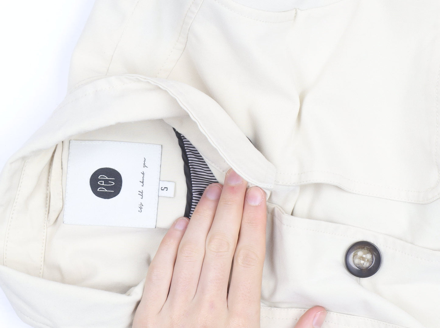 PEP Women’s Ivory Cotton Belted Trench Coat Size S