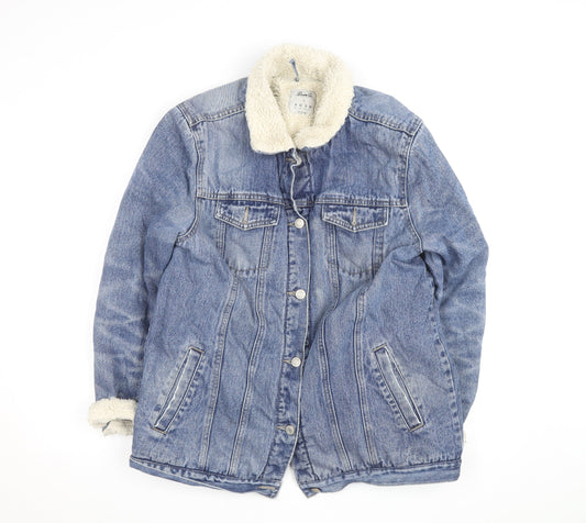 Denim Co Men Blue Faux Fur Lined Mid-Length Denim Jacket M
