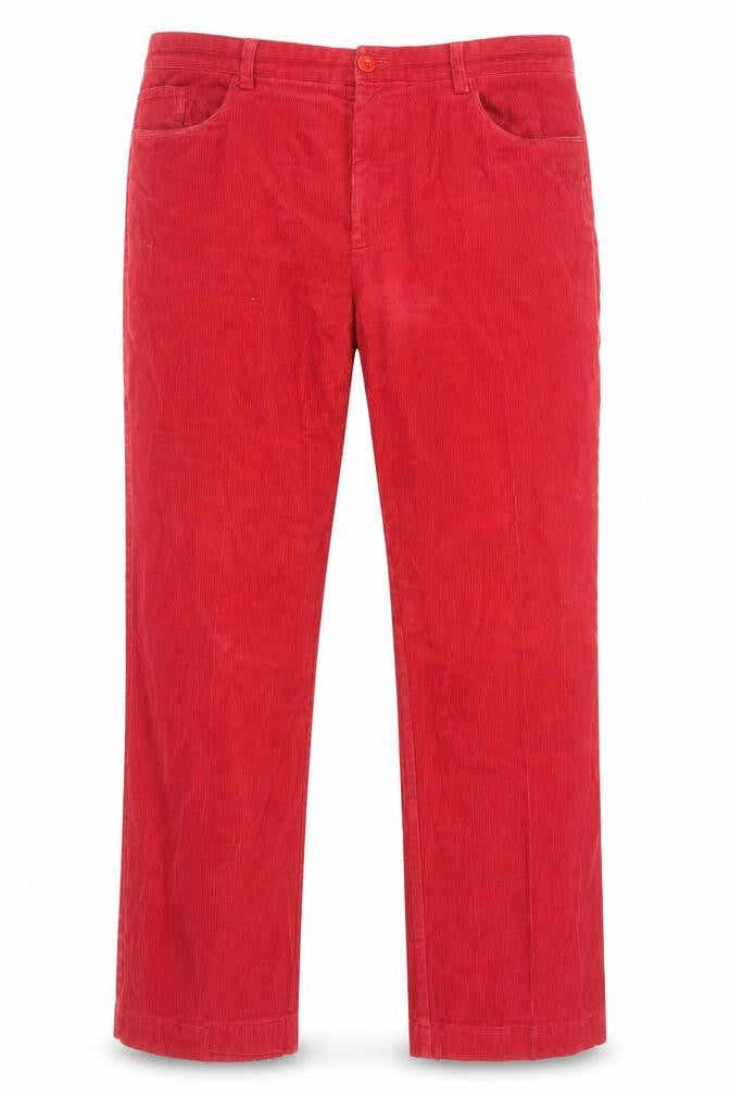 Crombie Men's Red Corduroy Chino Trousers Size 38 Straight Fit