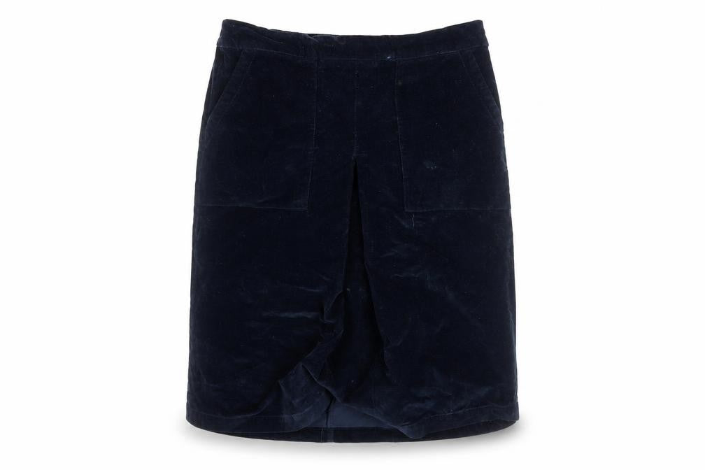 Cotton Traders Womens Blue Corduroy Knee Length Skirt Size 16