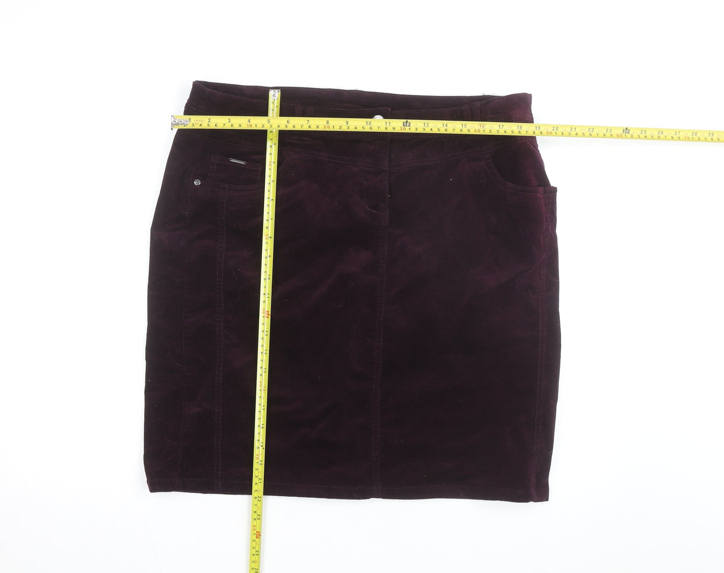 Canda Women's Purple Corduroy Knee Length Pencil Skirt Size 14