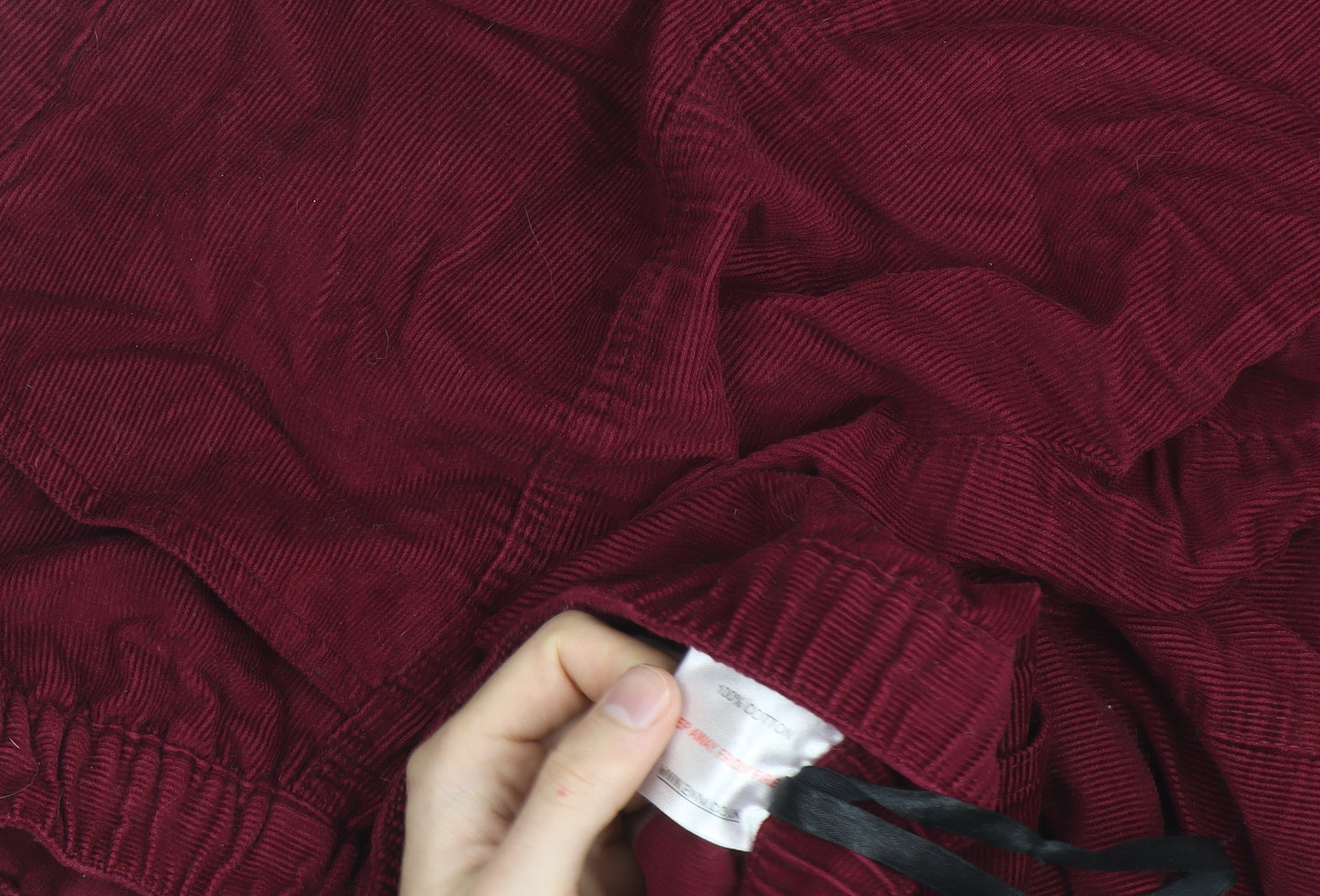 Isle Women's Red Corduroy Cropped Trousers Size 18 Elastic Waist