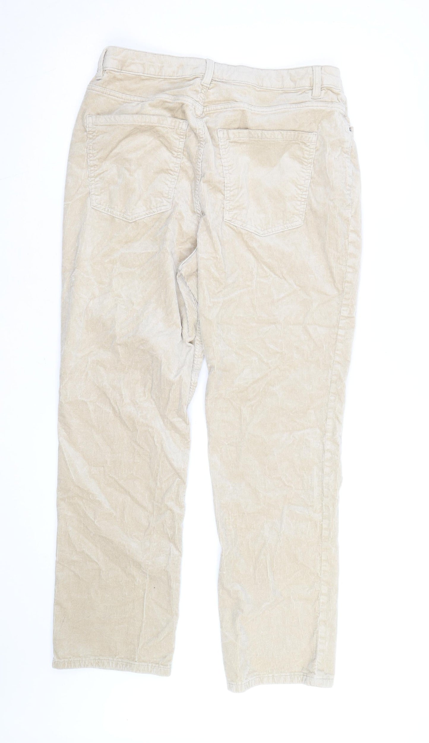 Marks and Spencer Women's Beige Corduroy Slim Chino Trousers Size 16