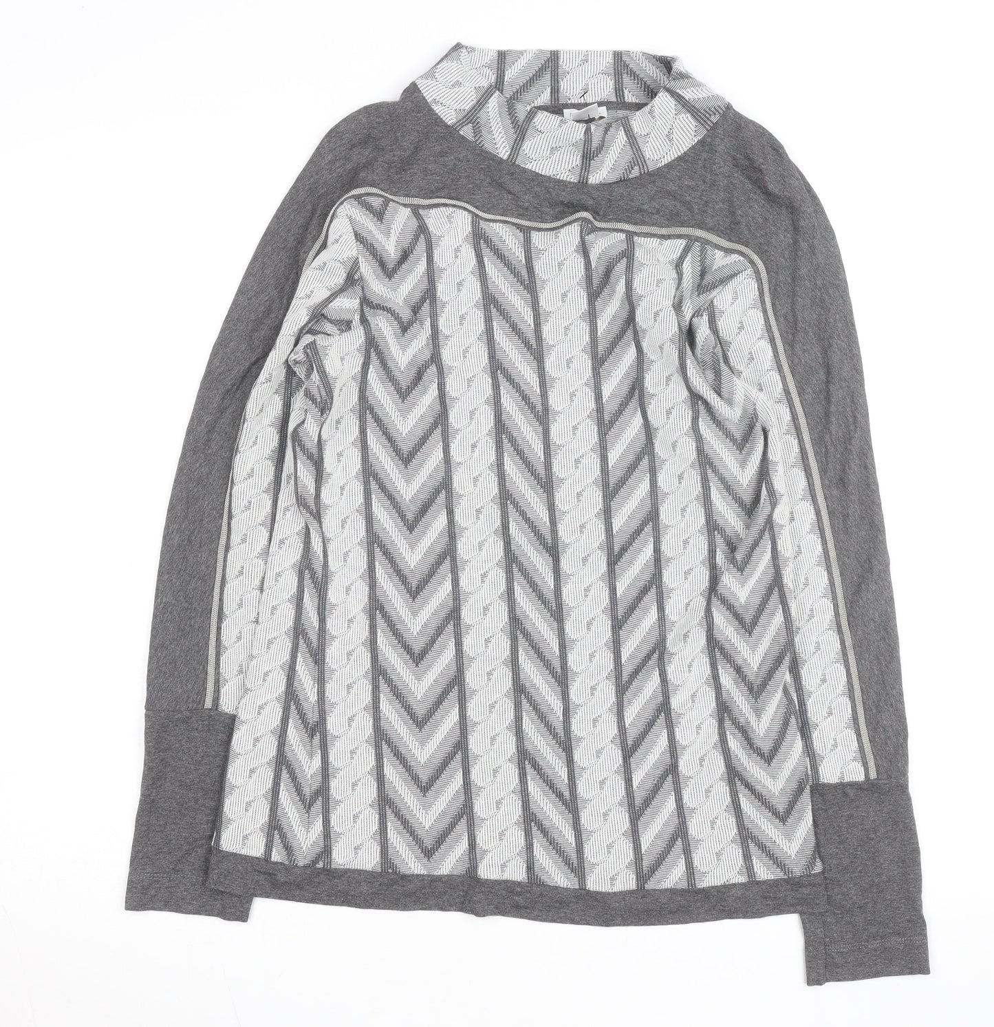 MONA Women’s Grey Mock Neck Geometric Pullover Jumper Size 14