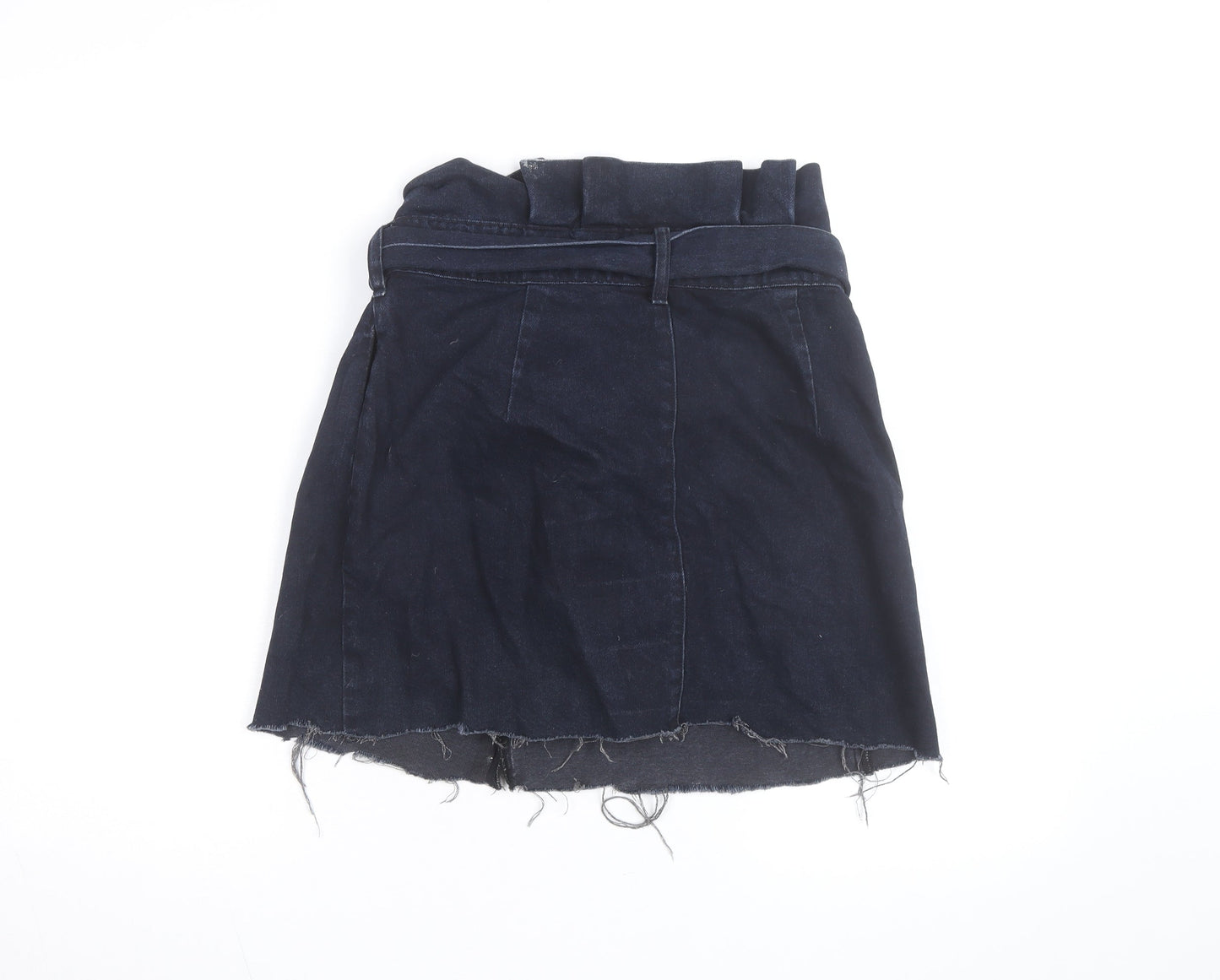 ASOS Women’s Blue Denim A-Line Mini Skirt Size 14 Belted High Rise