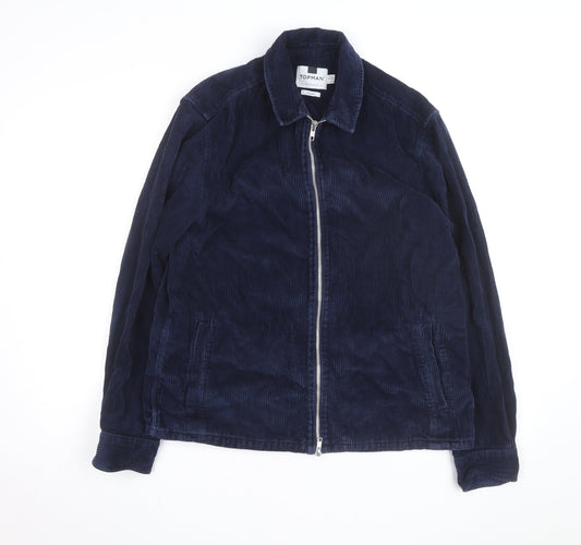 Topman Men Blue Corduroy Full Zip Jacket Size L 42in Casual