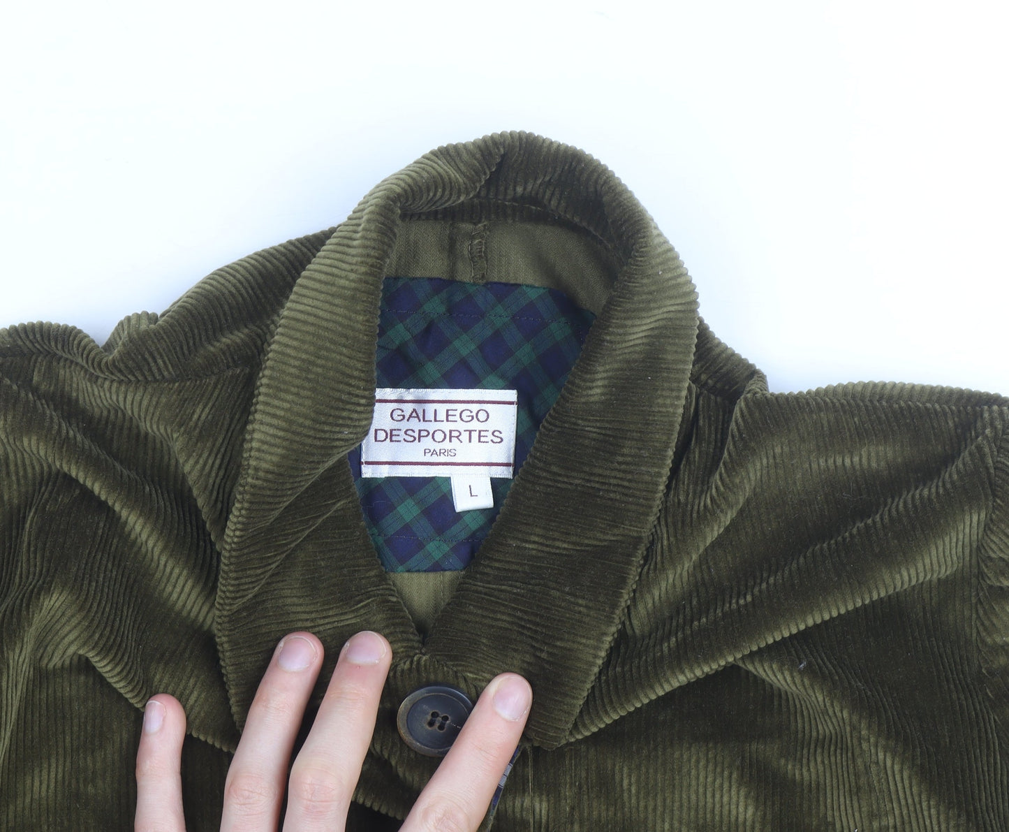 Gallego Desportes Men's Green Corduroy Lined Jacket Size L