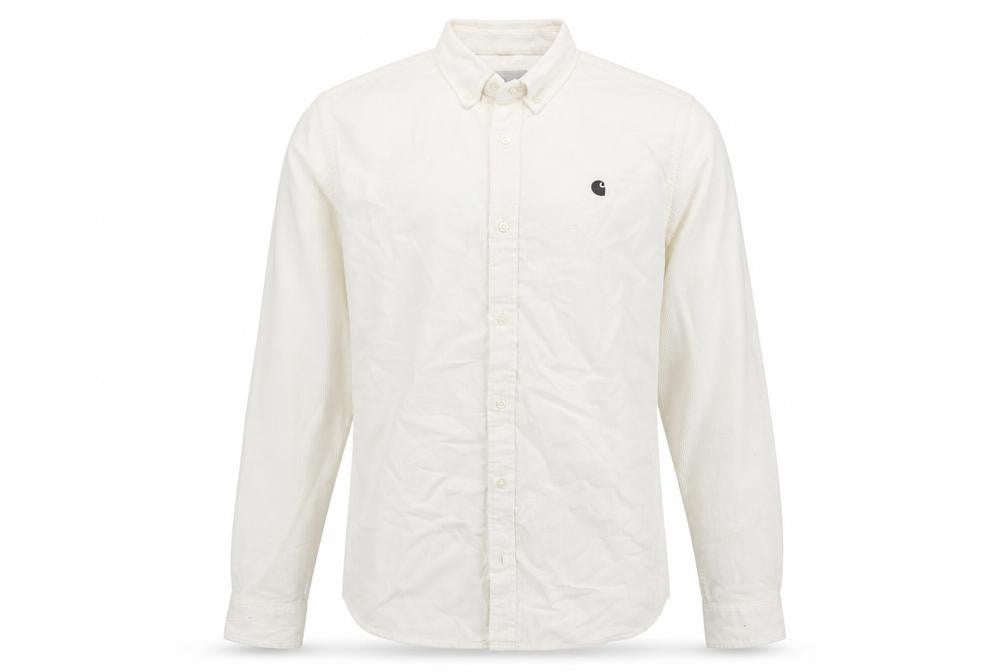 Carhartt Men’s Ivory Corduroy Button-Up Long Sleeve Shirt M