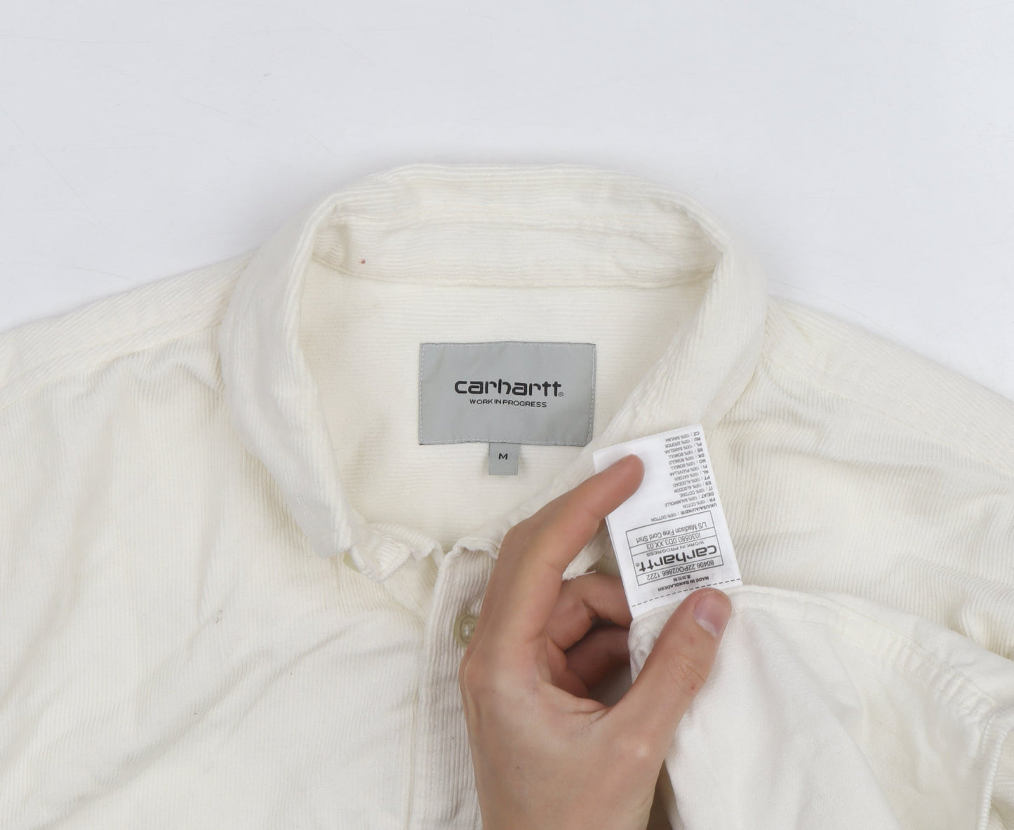 Carhartt Men’s Ivory Corduroy Button-Up Long Sleeve Shirt M