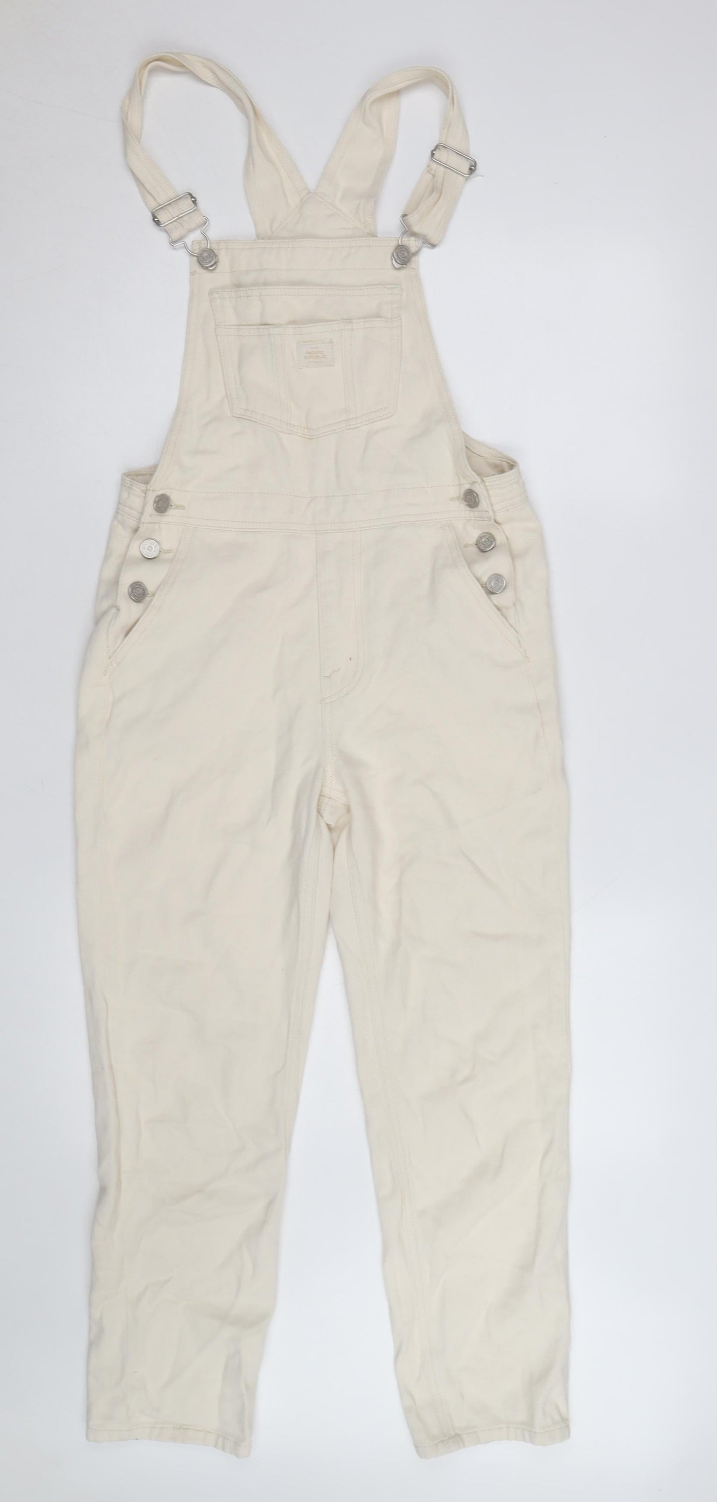 Pacific Republic Women's Ivory Cotton Dungaree Jumpsuit M
