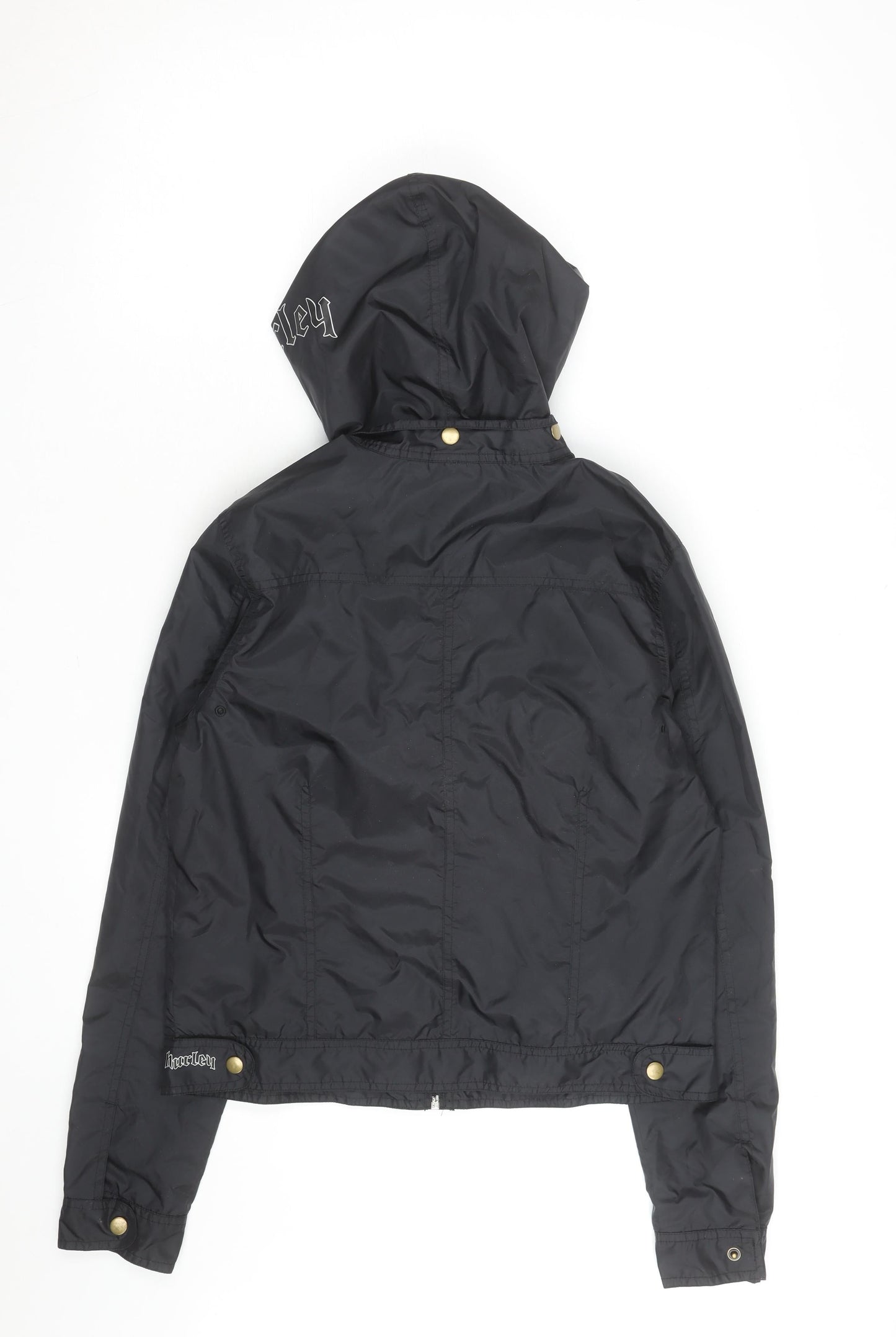 Hurley Men's Black Hooded Windbreaker Jacket M Lightweight Nylon
